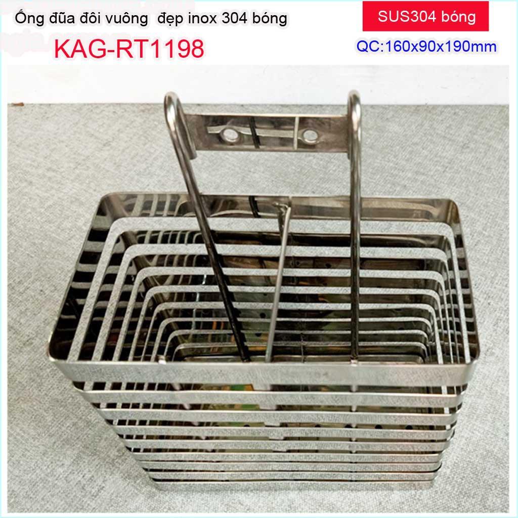 Ống đũa đôi vuông KAG-RT1198 Inox 304, ống đũa nhà bếp ống đũa vuông đôi SUS304 dập khuôn thiết kế đẹp sử dụng tốt