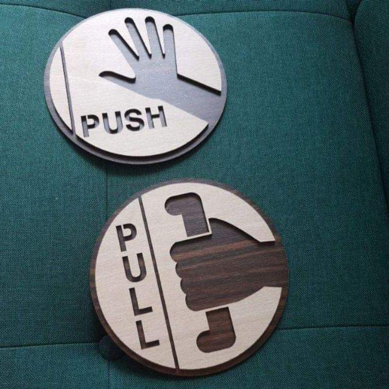 Bảng gỗ  PULL/PUSH dán