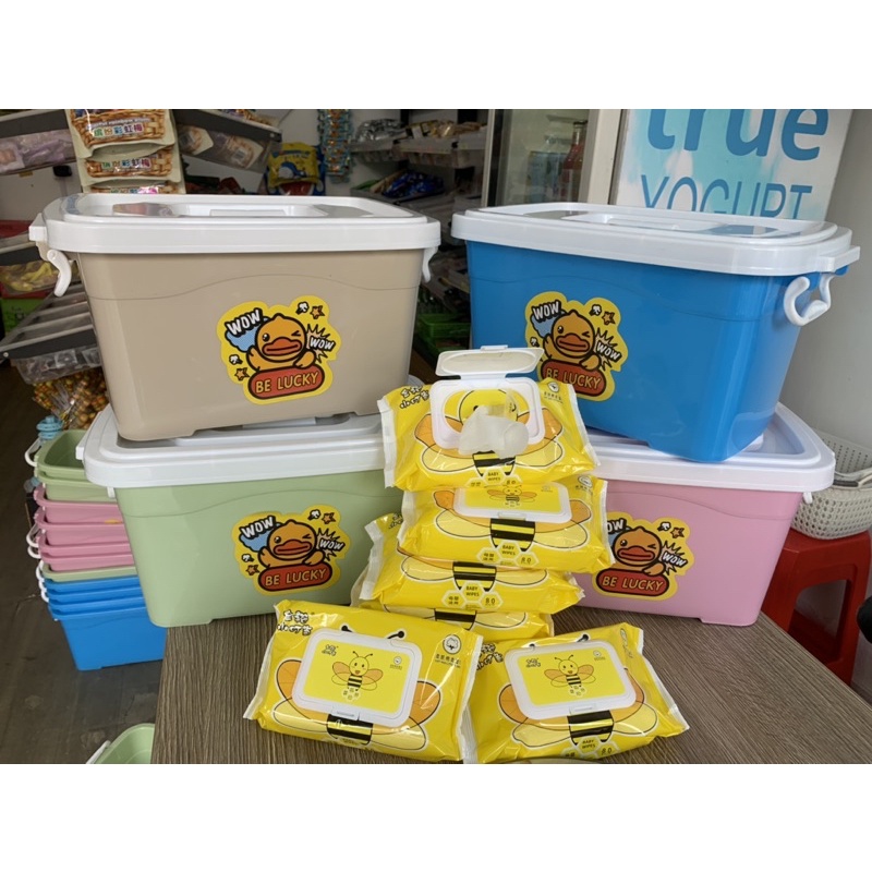 Khăn Giấy Uớt Kháng Khuẩn Con Vịt Vàng Kèm Thùng Nhựa Siêu Đáng Yêu