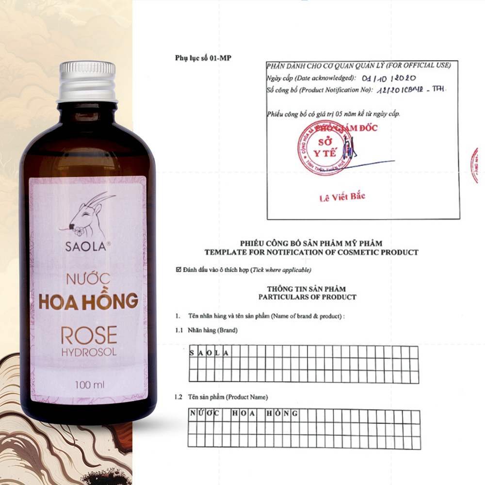 Nước hoa hồng thương hiệu Sao la (100ml): Dưỡng ẩm, làm se  khít lỗ chân lông, làm mịn và ngăn ngừa lão hóa da, làm sạch da, 100% thuần chay, từ tự nhiên, an toàn, lành tính - Hàng Chính Hãng