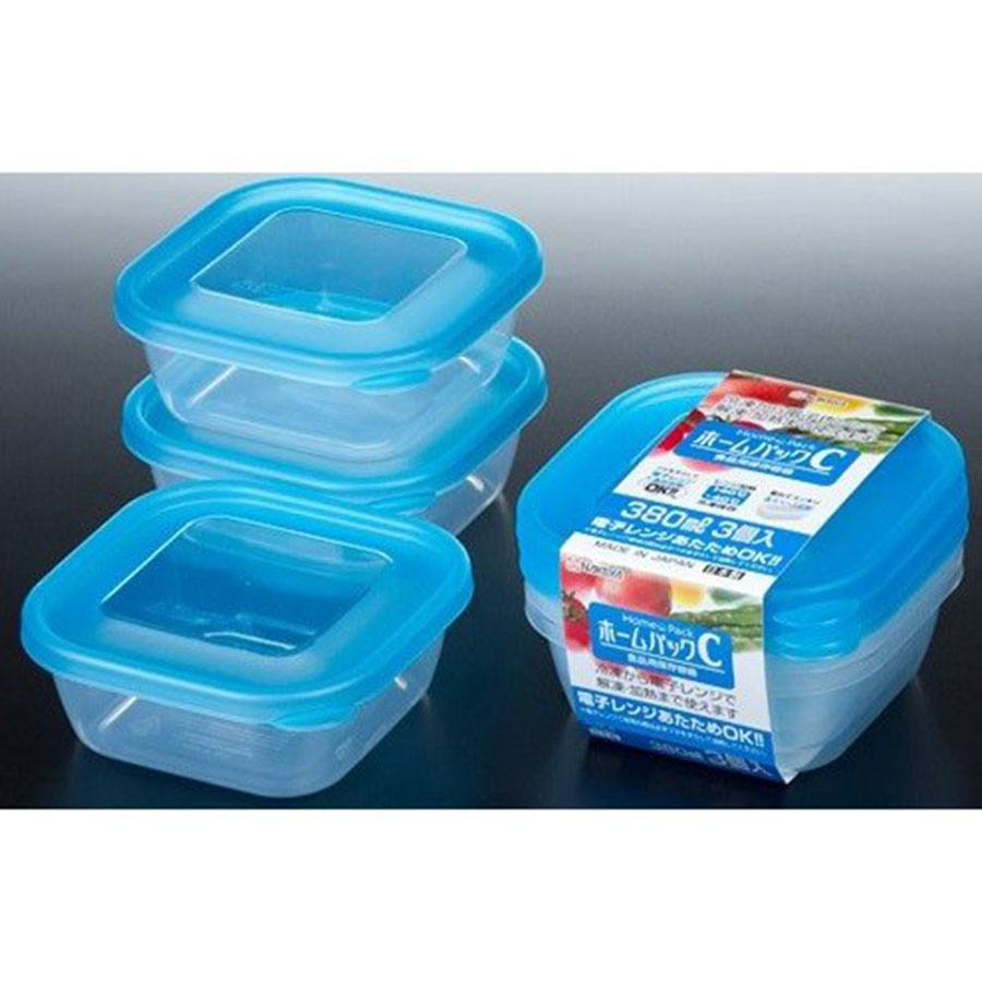 Set 3 Hộp Nhựa Dùng Được Lò Vi Sóng Màu Xanh - Nội Địa Nhật Bản