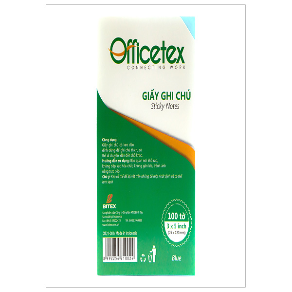 Bộ 2 Giấy ghi chú 3x5 OT21-001 màu xanh dương