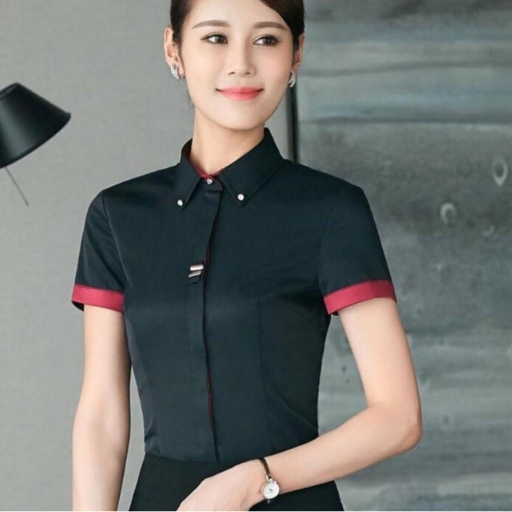 Áo Sơ Mi Nữ Ngắn Tay Viền Cổ TG854 Thiết Kế Trẻ Trung, Nữ Tính