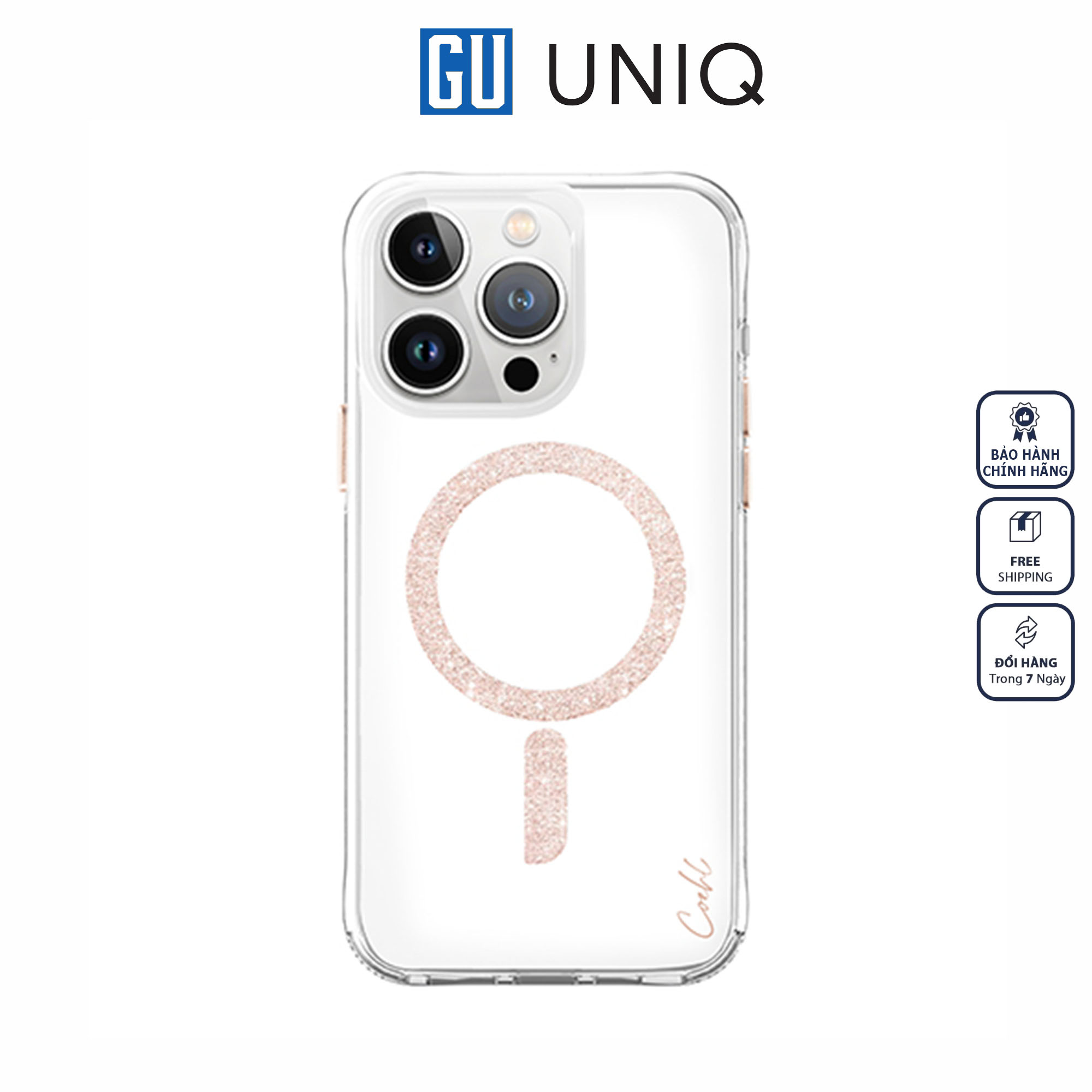 Ốp UNIQ Coehl Magnetic Charging Glace Dành Cho iPhone 15 Pro/ 15 Pro Max Tích Hợp Vòng Nam Châm Lấp Lánh Phản Chiếu Hàng Chính Hãng