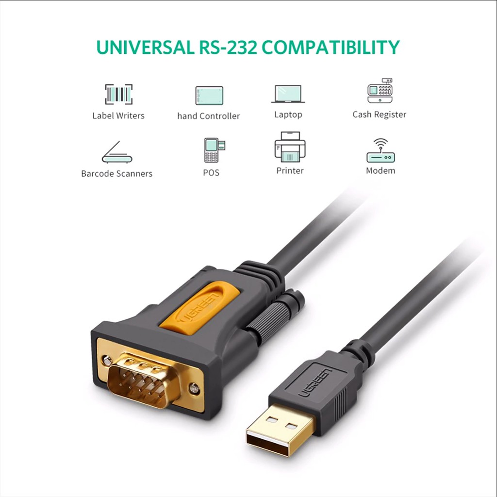 Cáp USB to Com RS232 DB9 Ugreen 20210 dài 1m - Hàng chính hãng