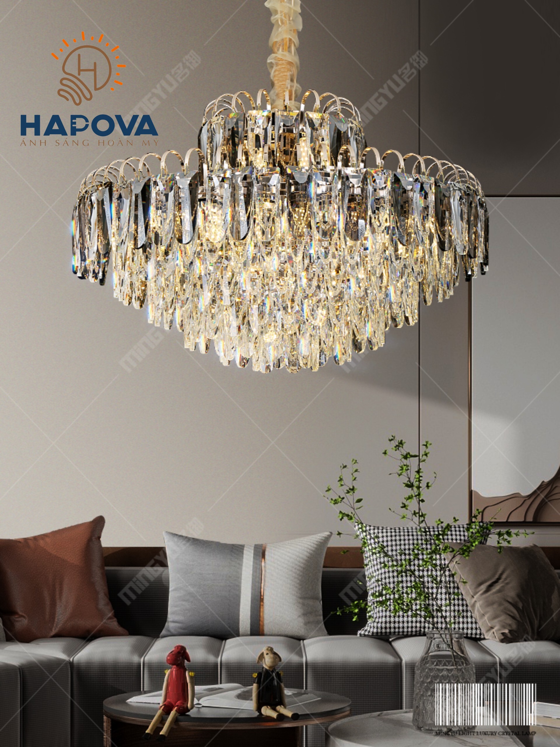 Đèn chùm trang trí phòng khách, phòng ngủ HAPOVA VISCA 8119 đường kính 800mm