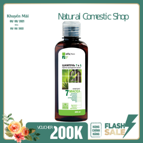 Dầu gội ngăn ngừa rụng tóc Elfa Pharm 7in1 chiết xuất từ bảy loại thảo dược 200ml