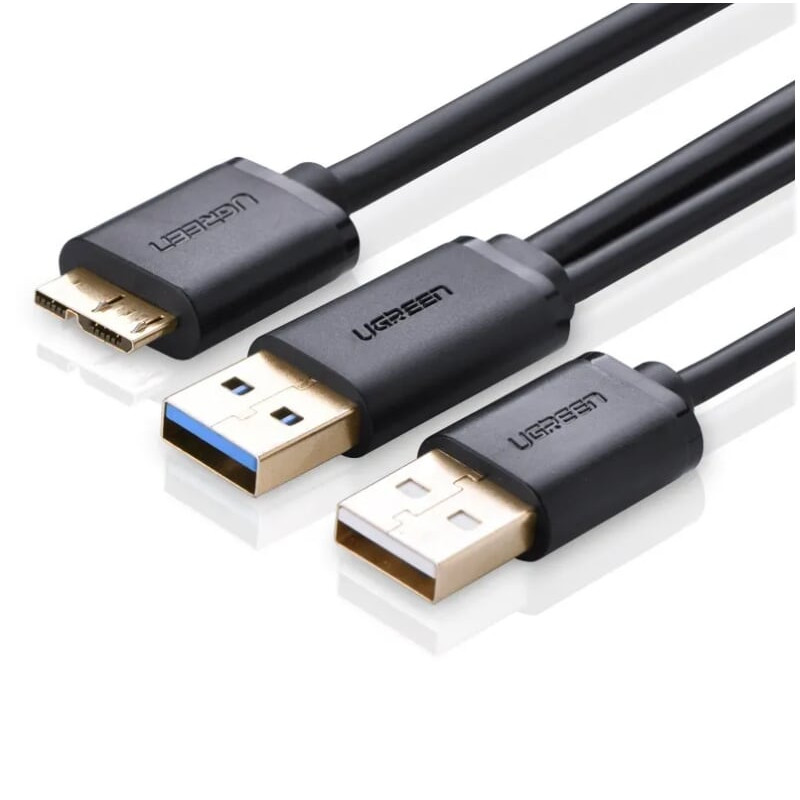 Cáp tín hiệu USB 3.0 sang Micro B 3.0 chữ Y dài 1M màu đen UGREEN USB10382Us115 Hàng chính hãng