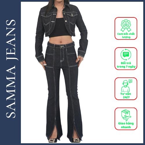 Áo khoác Jean A9 siêu đẹp_ Quần bò nữ ống suông hách dáng fom chuẩn nhà máy SAMMA JEANS