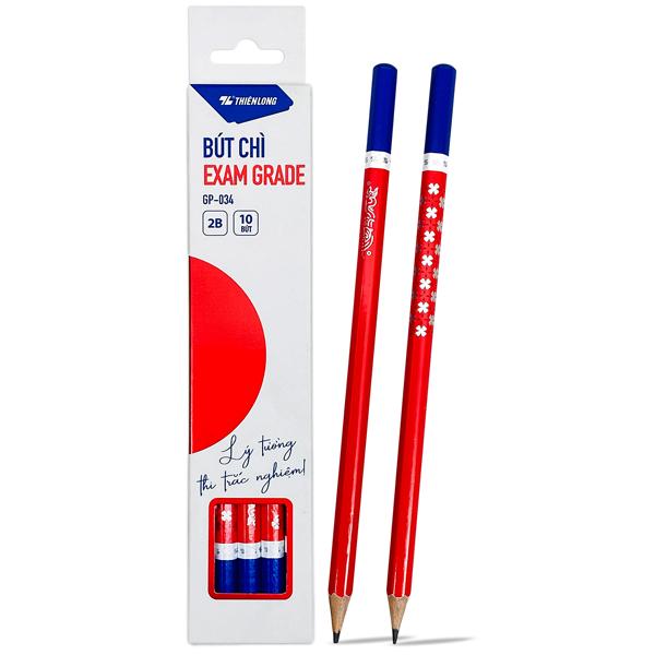 Hộp 10 Bút Chì Gỗ Exam Grade 2B - Thiên Long GP-034