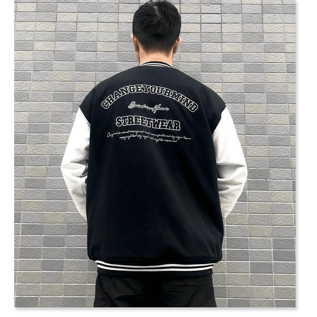 ÁO KHOÁC DÙ BOMBER UNISEX NÚT CÀI PHỐI CHỮ TM CYM PHONG CÁCH BÓNG CHÀY SIÊU HOT