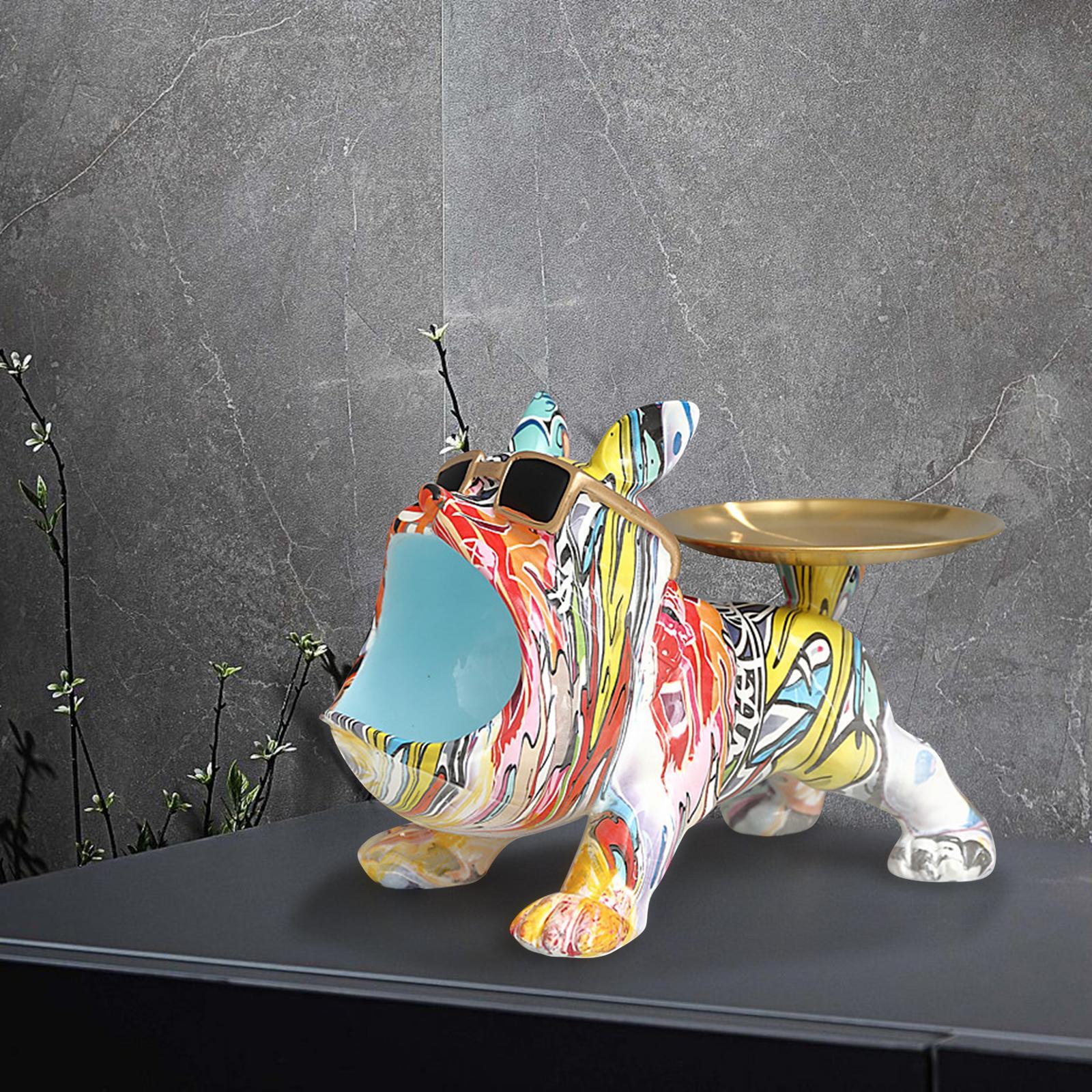 Resin Dog Statue Figurine Entrance Bedroom Living Room Storage Box Sculpture