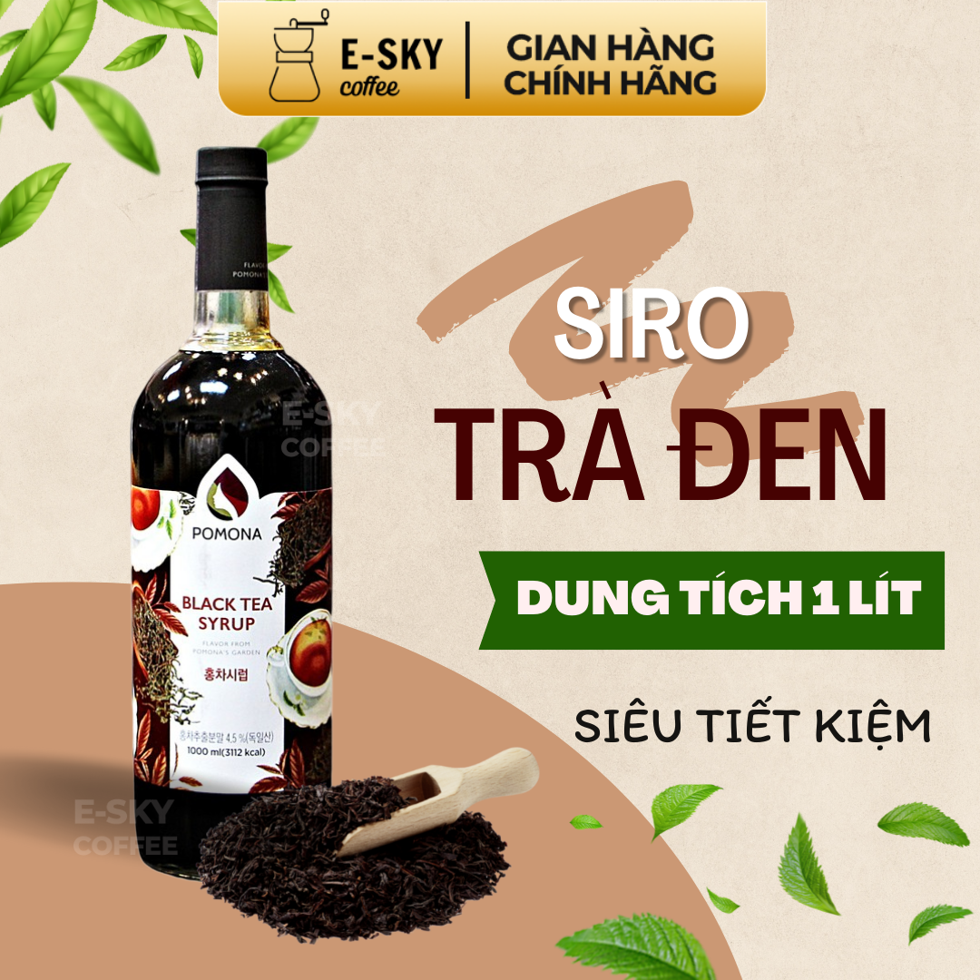 Siro Trà Đen Black Tea Syrup Nguyên Liệu Pha Chế Hàn Quốc Chai Thủy Tinh 1 Lít