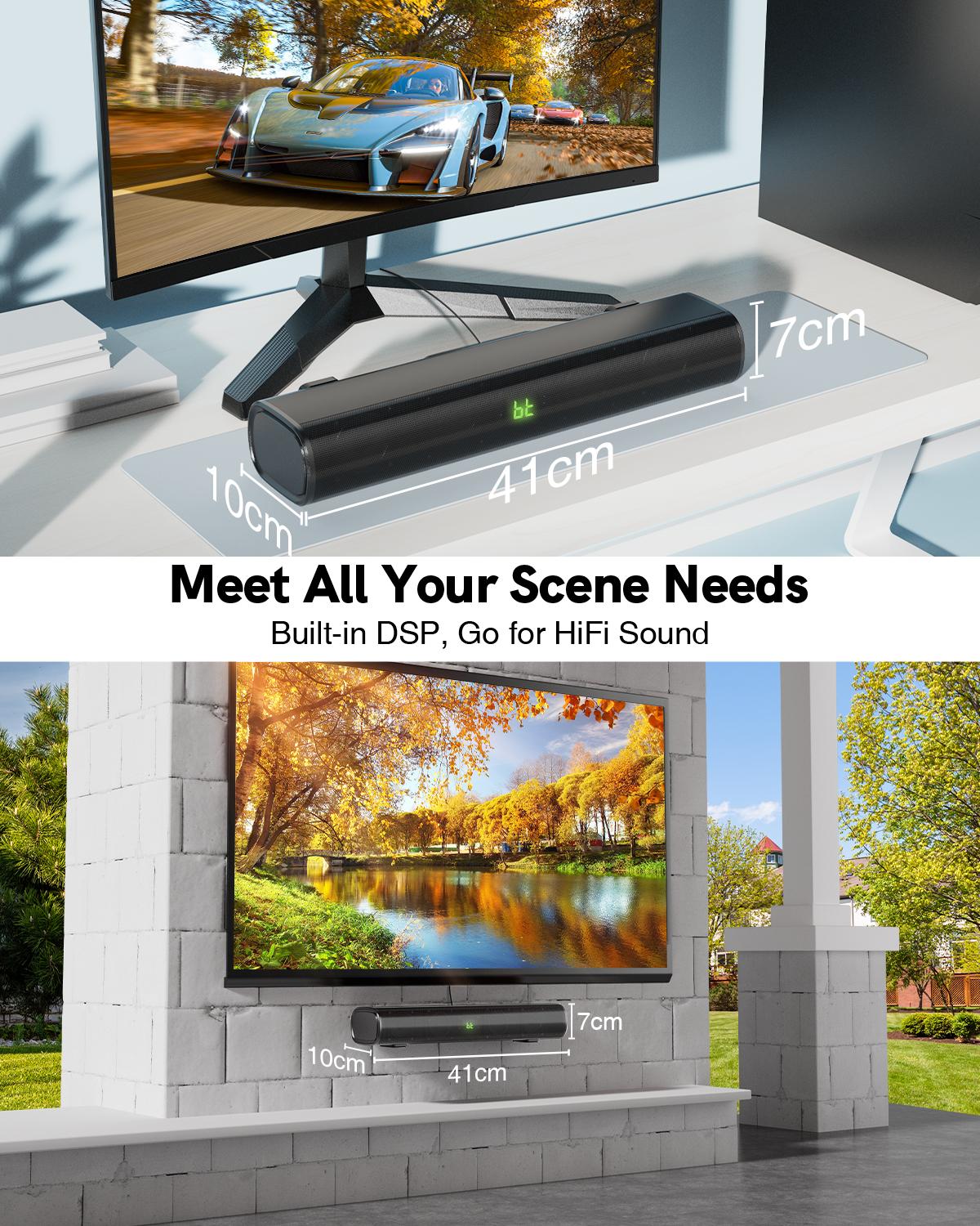 Ultimea 50W Soundbar cho Hệ thống rạp hát tại nhà TV 2.1Ch Hộp âm thanh với loa siêu loãng phụ 3D Stereo Bluetooth 5.0 loa Color: Tapio I Woofer Size/Full-Range Size: UK Plug