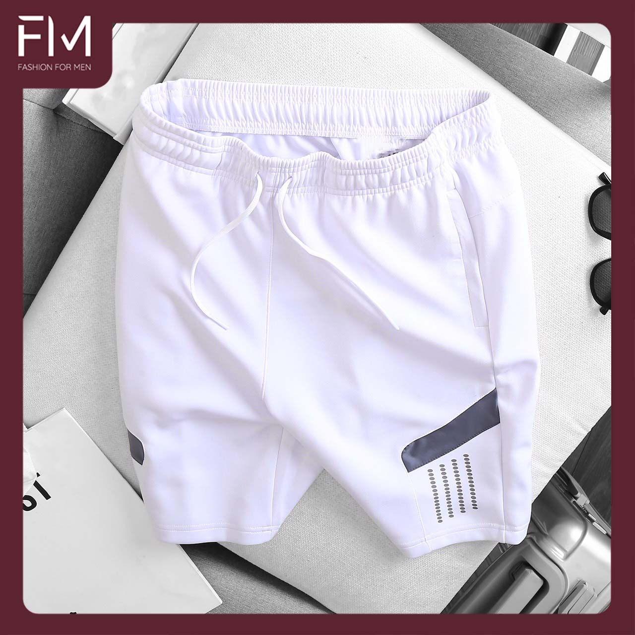 Quần short nam thể thao thun lạnh cao cấp, phối sọc, thoải mái, năng động, trẻ trung – FORMEN SHOP – FMPS140