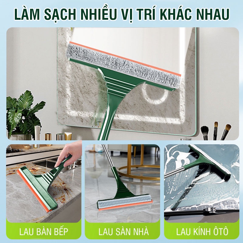Cây lau kính, gạt chùi kính đa năng 2 đầu trong 1, tăng giảm chiều dài tiện dụng