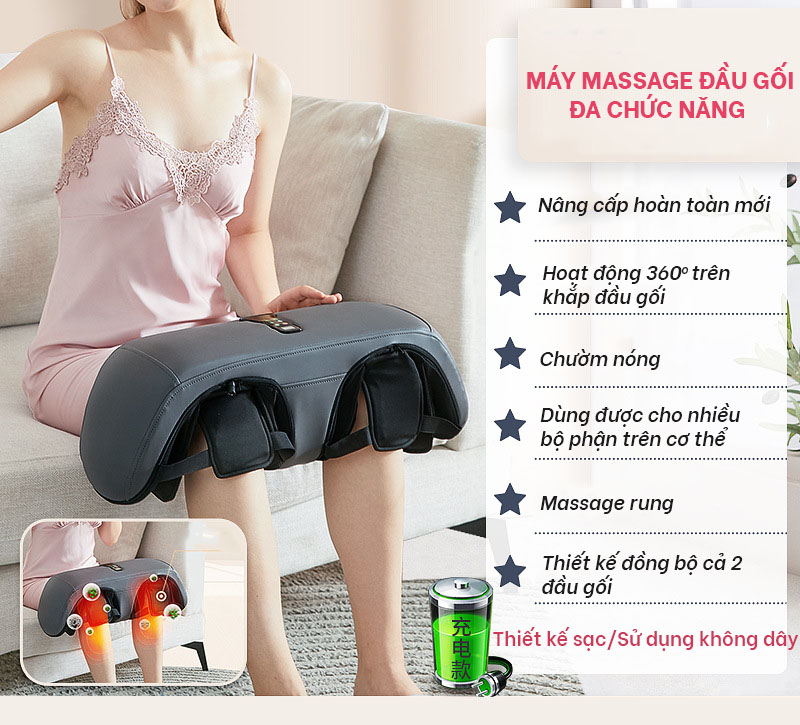 Máy Massage Đầu Gối Đa Chức Năng, Sử Dụng Cơ Chế Chườm Ấm Và Rung Nén Túi Khí, Giúp Giảm Nhức Mỏi, Hỗ Trợ Các Vấn Đề Xương Khớp, Lưu Thông Máu