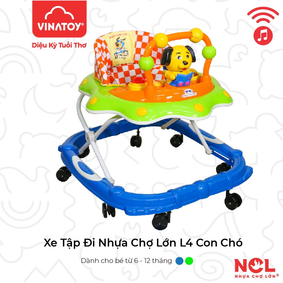 Xe Tập Đi Nhựa Chợ Lớn L4 Con Chó (Có nhạc) - Dành Cho Bé Từ 6 - 12 Tháng - M1638B-XTĐ - Giao màu ngẫu nhiên