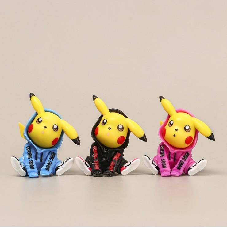 Mô hình Pikachu mặc áo Hoodie dễ thương cho các bạn trang trí tiểu cảnh, móc khóa, DIY