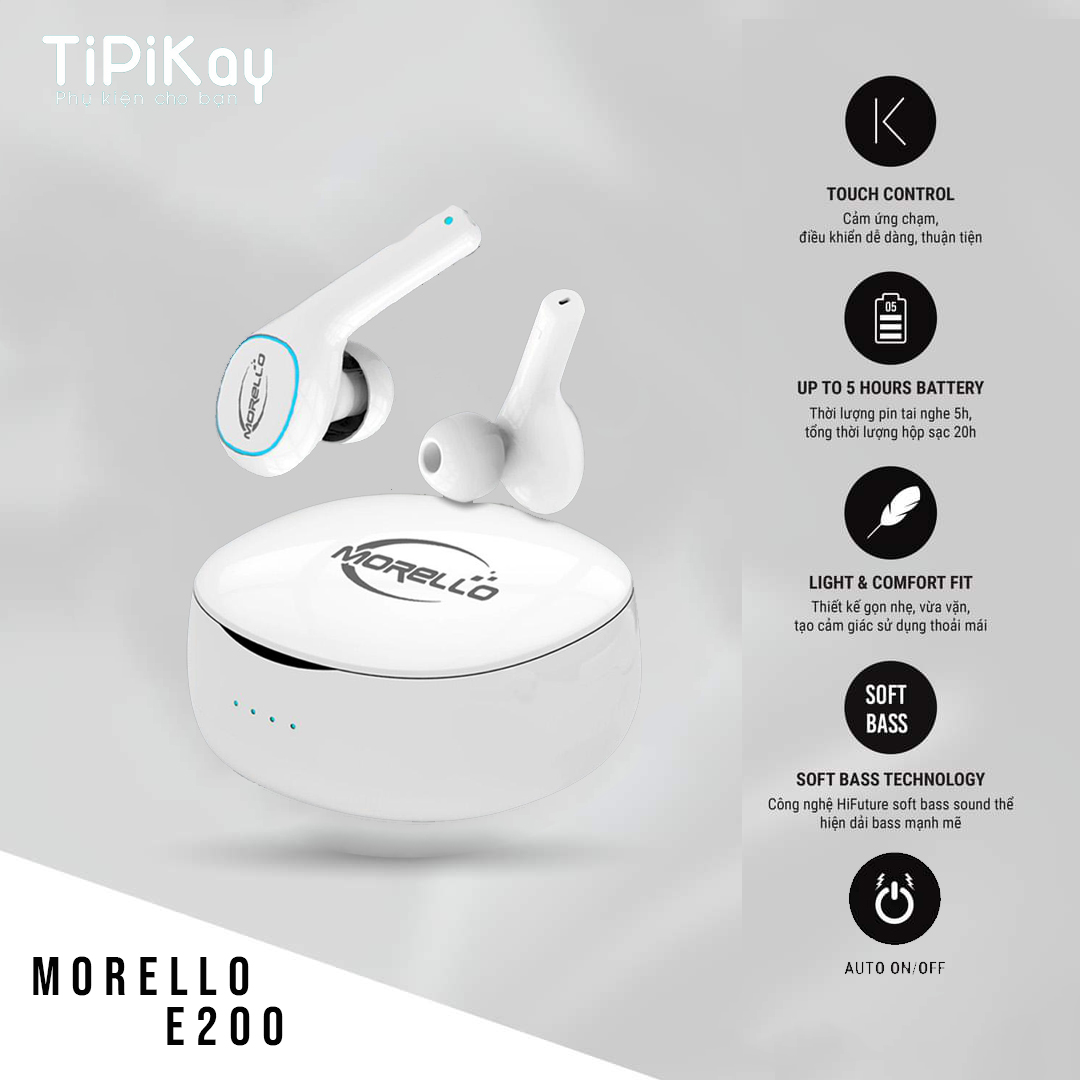 Tai nghe bluetooth TWS Morello E200 - Hàng Chình Hãng