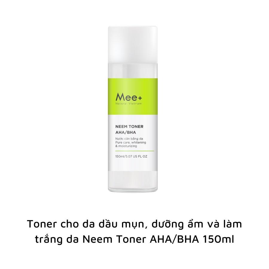 Toner Da Dầu Mụn Mee Natural, Nước Hoa Hồng Dưỡng Ẩm, Làm Trắng Da Neem Toner AHA/BHA 150ml