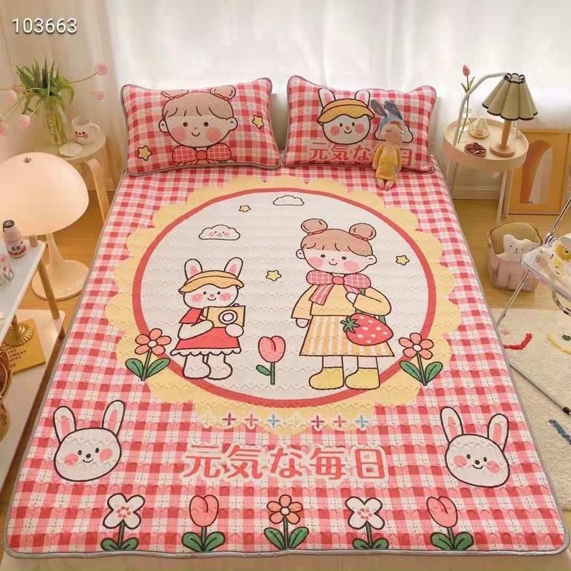 Chiếu Điều Hoà Tencel 5D Hàng Nhập Khẩu Cao Cấp 3 Món Làm Từ Cao Su Non Mẫu Bé Gái