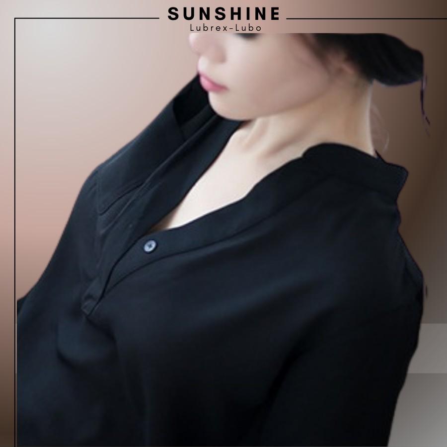 Áo Ngủ Sexy Sơ Mi Ngủ Voan Xuyên Thấu Dáng Dài Gợi Cảm MÀU ĐEN -SUNSHINE LUBREXLUBO- SMNDAY1016