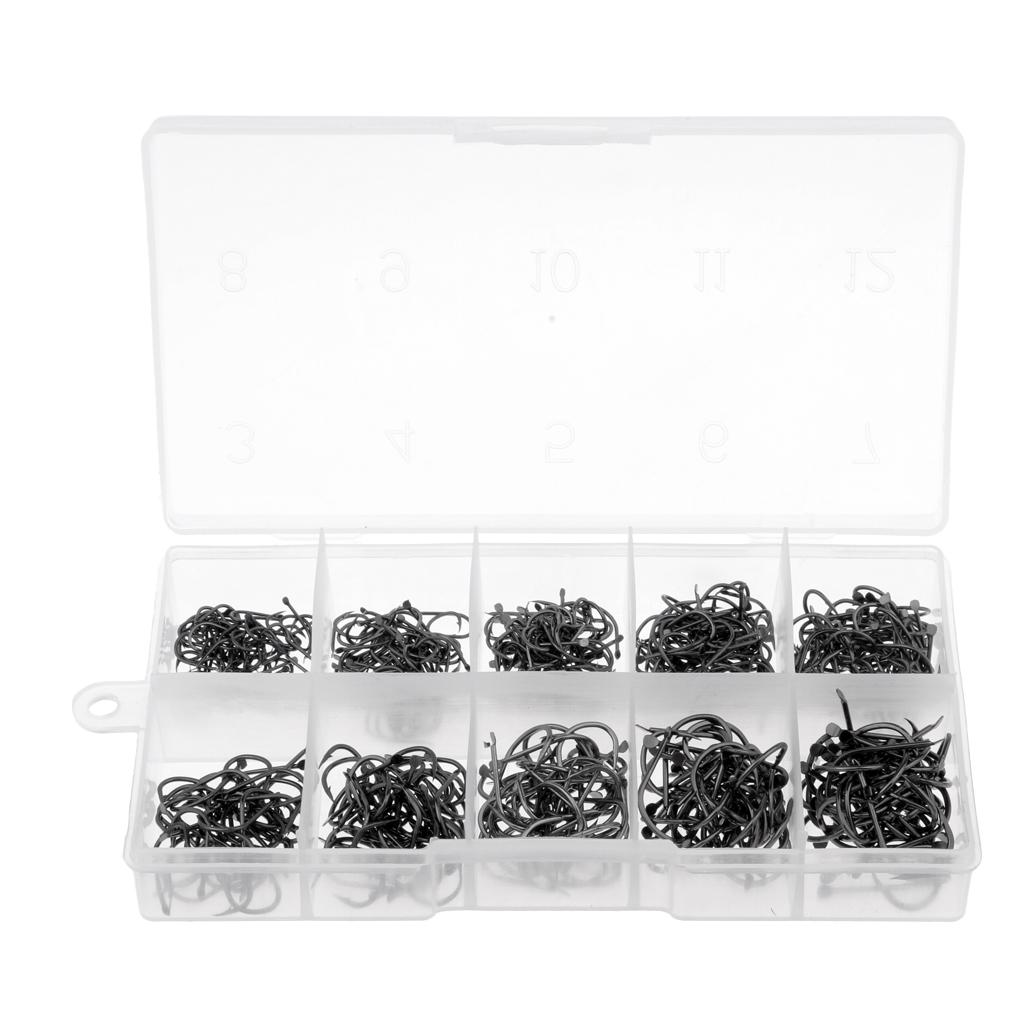 500pcs 10 Size Assorted Fishing Hooks Octopus Hooks Circle Barbed Hook