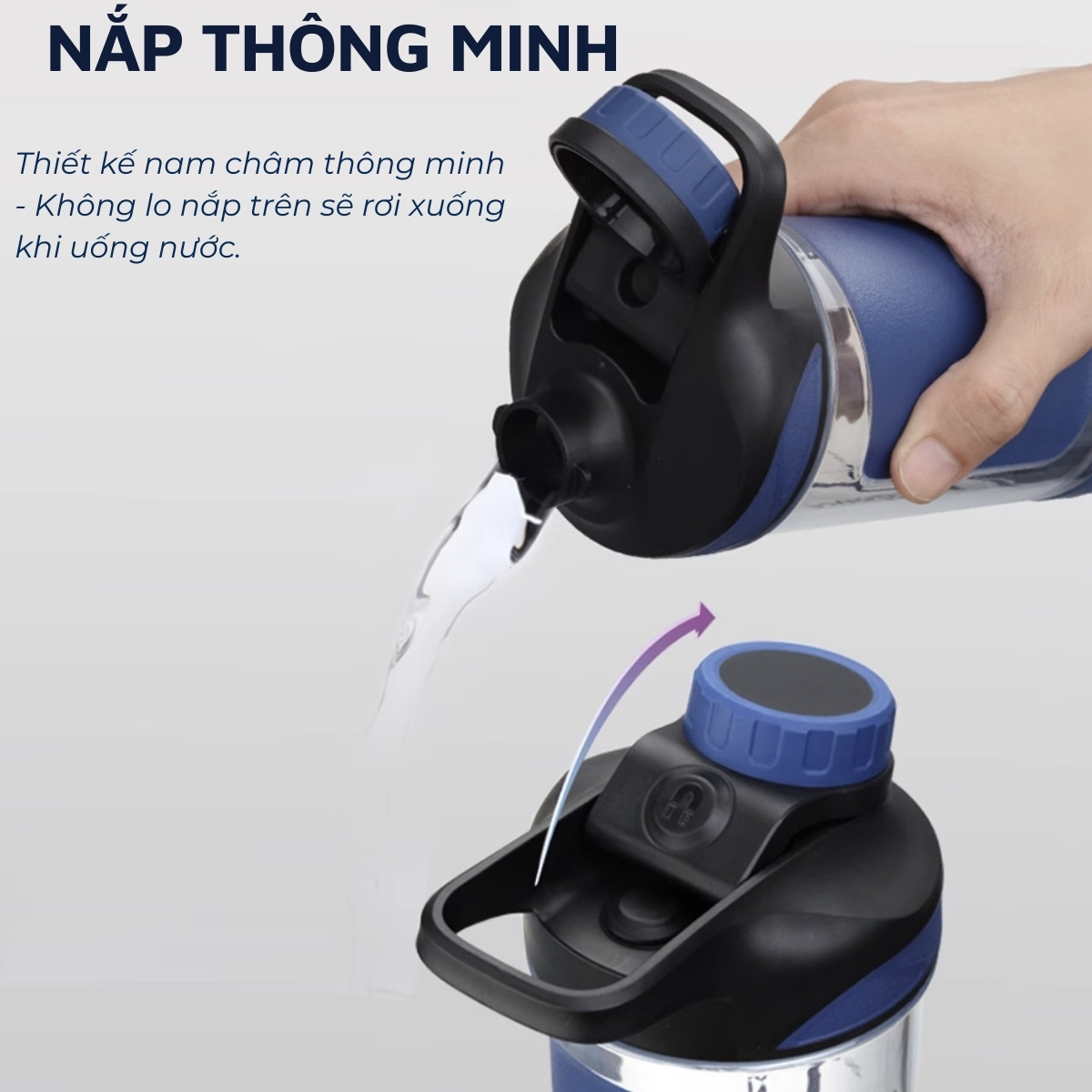 Bình lắc thể thao nhựa Tritan BPA Free DandiHome UZSPACE dung tích 500ml có khay chứa bột