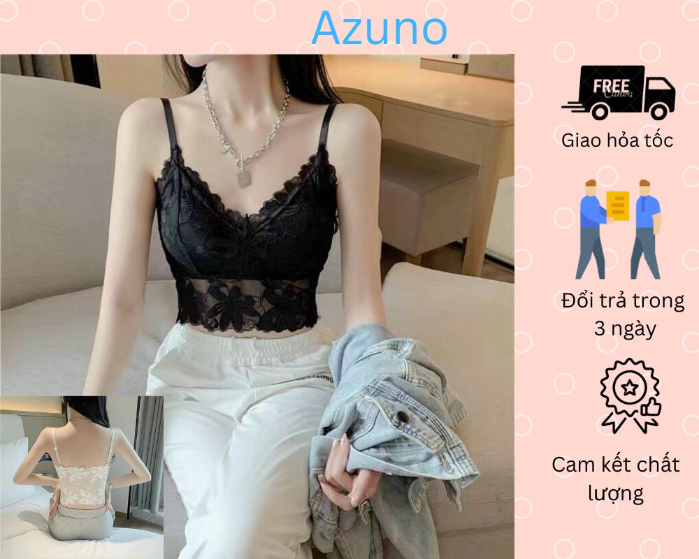 Hình ảnh Áo Bra Nữ Cúp Ngực Dây Mảnh BR2230 Chất Liệu Cotton Co Giãn Phối Hoa Dễ Thương