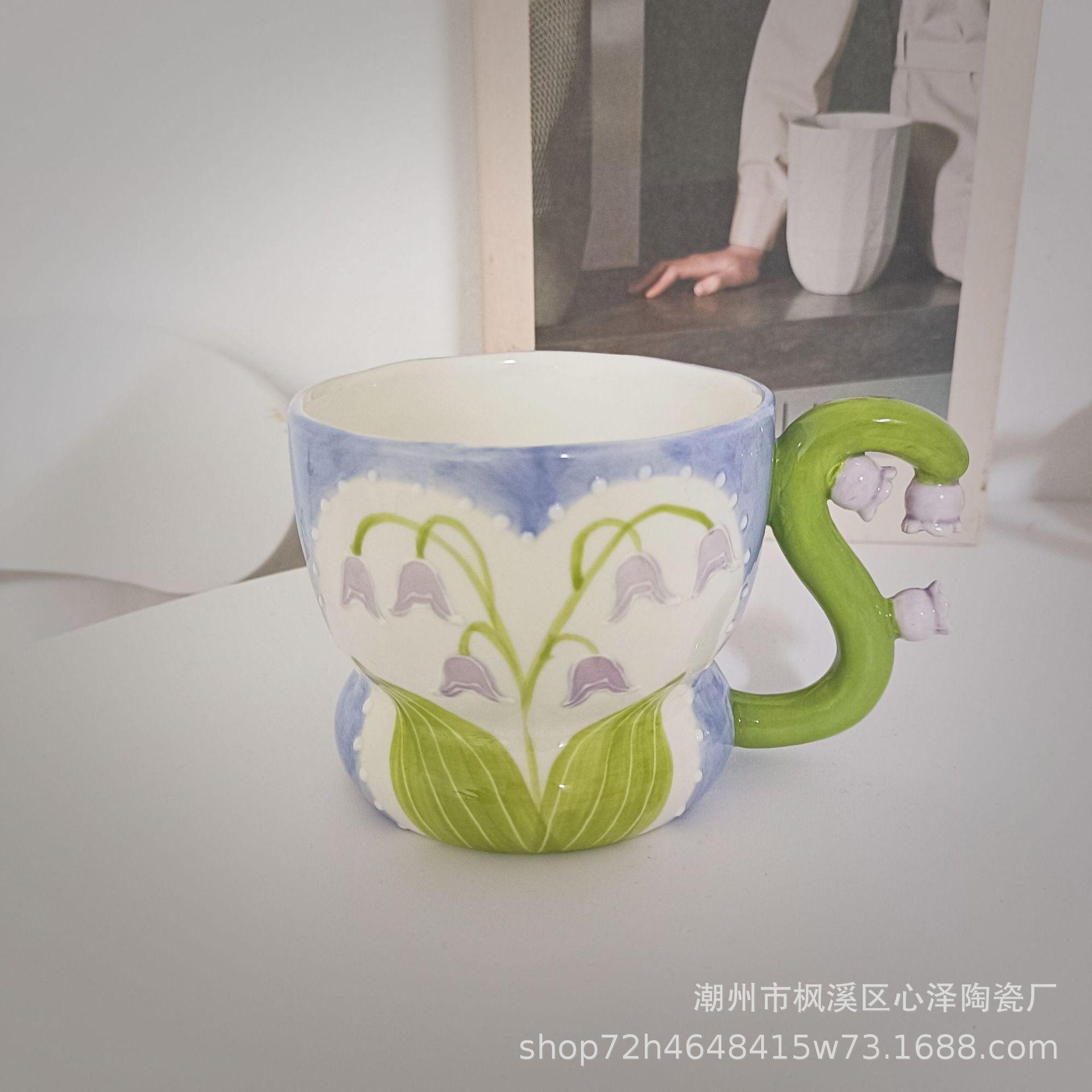 Thuận lợi nhất sáng tạo nhiệt độ cao vẽ tay hoa tulip ba chiều cốc gốm cốc cốc cà phê màu tráng men văn phòng nhà