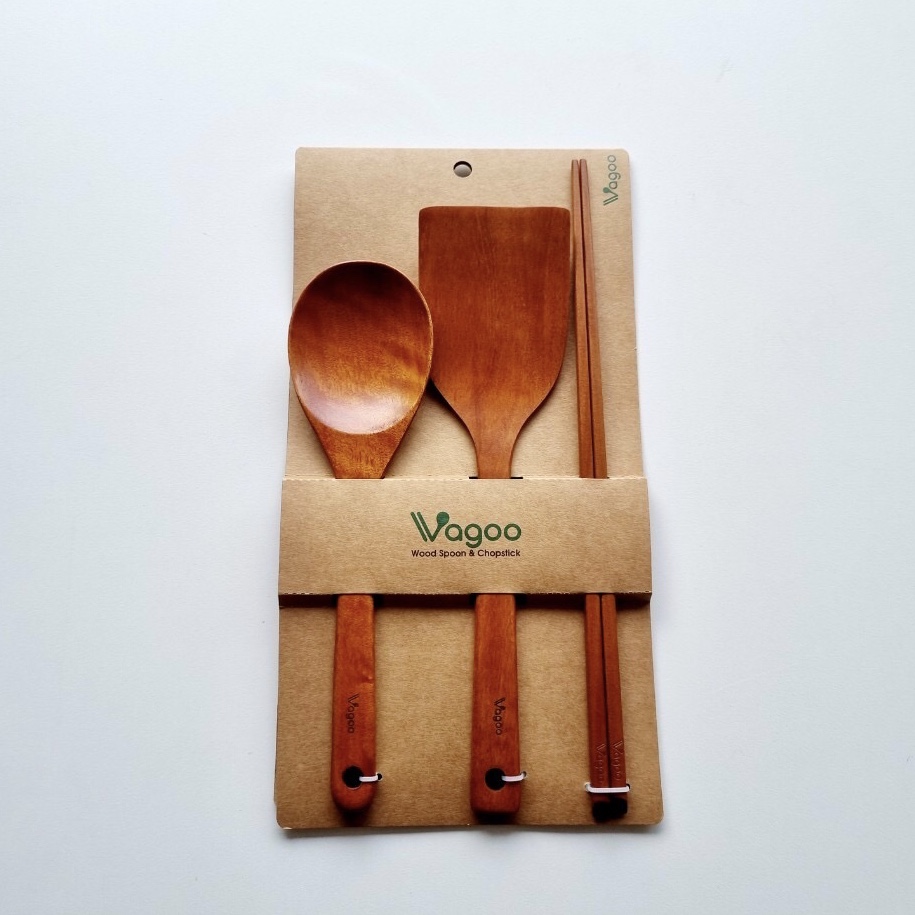 Bộ Dụng Cụ Bếp Bằng Gỗ Nhãn Tự Nhiên - VAGOO - Làm Thủ Công Chống Thấm, Chống Ẩm Mốc, An Toàn Sức Khoẻ