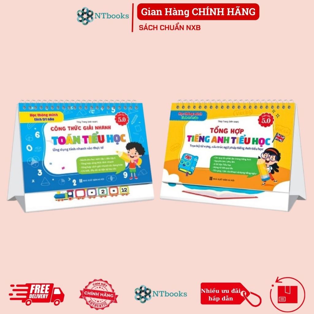 Combo Bộ lịch CÔNG THỨC GIẢI NHANH TOÁN TIỂU HỌC (Phiên bản 5.0) &amp; TỔNG HỢP KIẾN THỨC TIẾNG ANH TIỂU HỌC (Phiên bản 5.0)