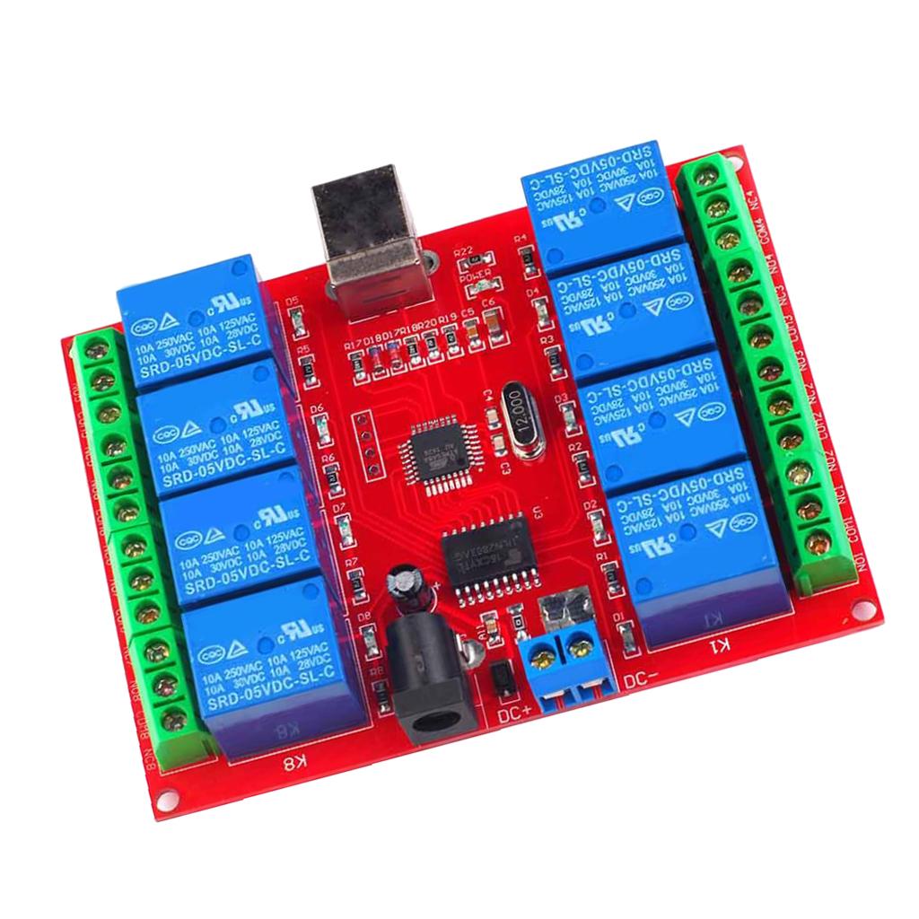 DC 12V 8-Channel USB Relay Board Module Computer Control for Home Automation
