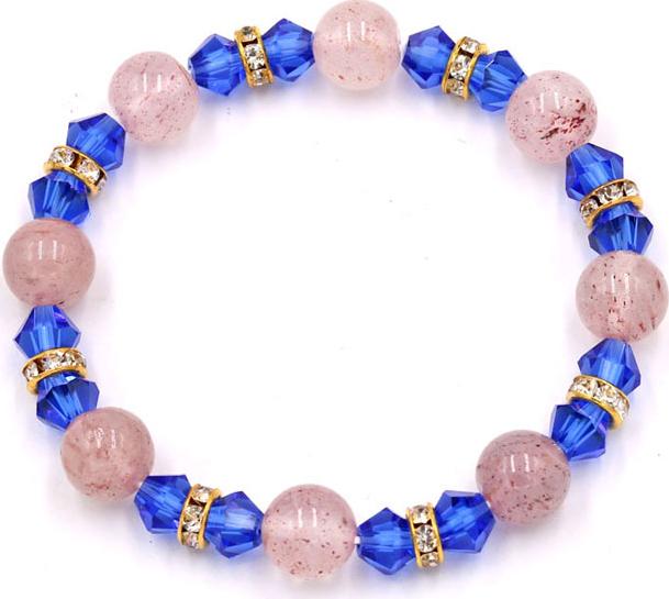 Vòng đeo tay chuỗi hạt đá thạch anh dâu tây 10 ly FTMHX29