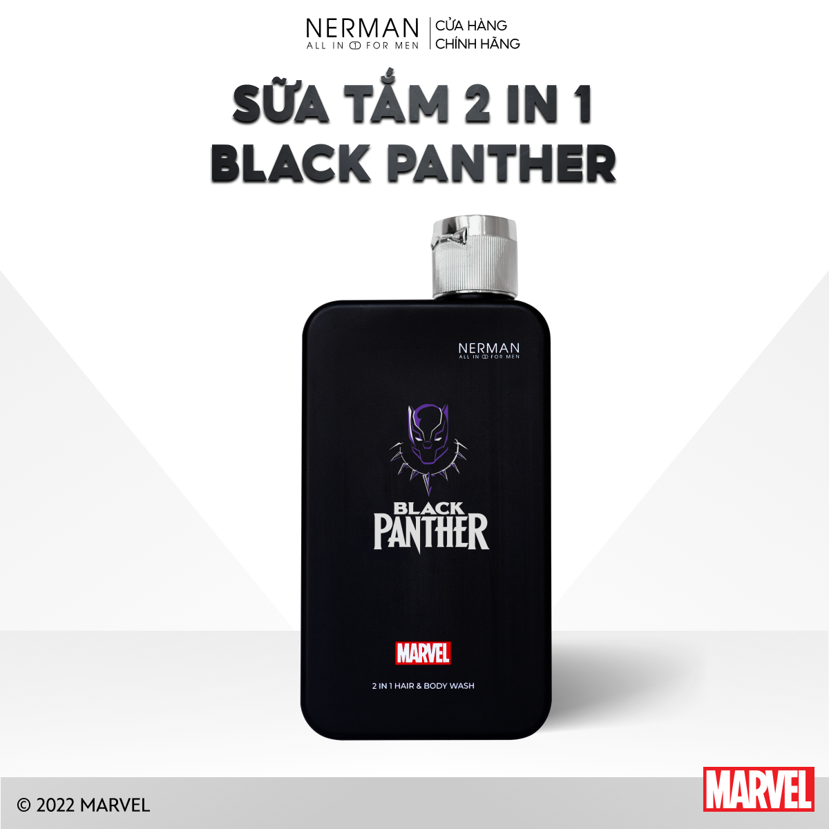 Sữa tắm gội 2 in 1 Black Panther Marvel Collection Nerman hương nước hoa cao cấp 350g