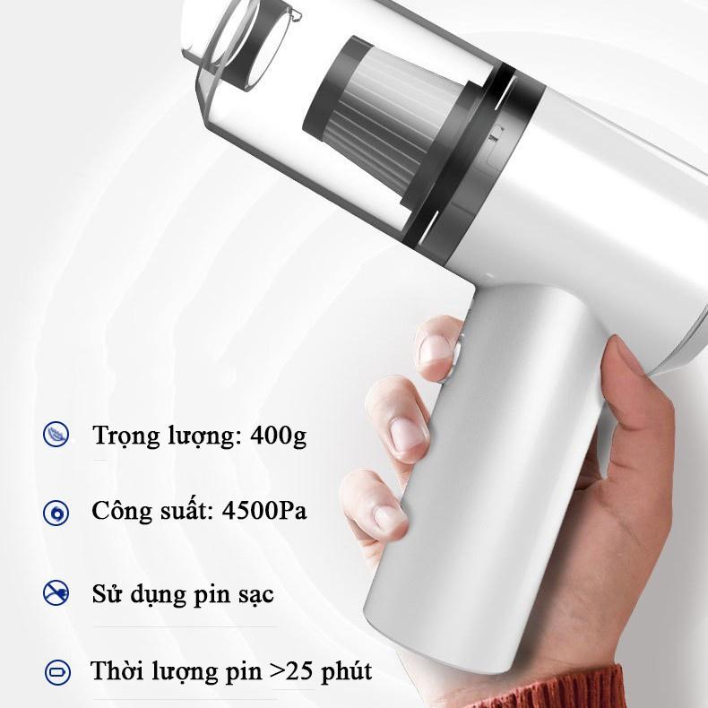 Máy Hút Bụi Cầm Tay Không Dây Đa Năng Mini Pin Sạc Hút Giường Đệm Nệm Sofa Xe Hơi Lực Hút Mạnh