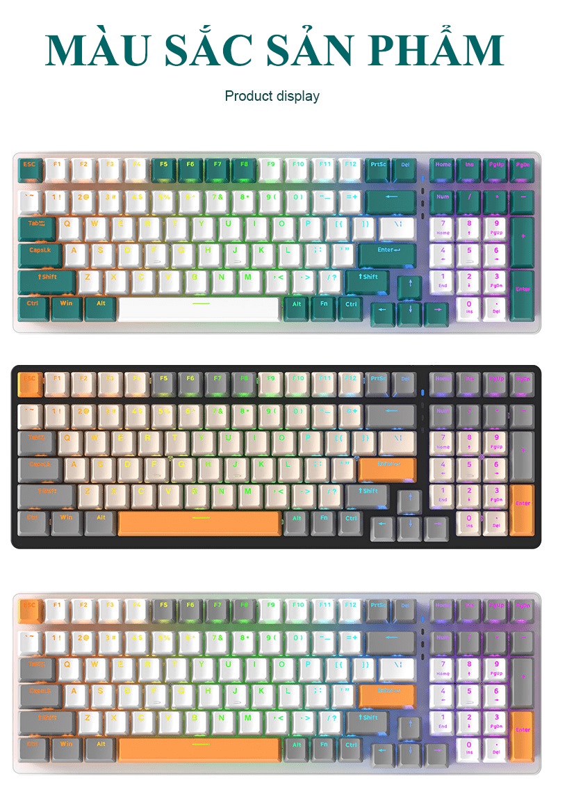 Bàn phím cơ K3 với 3 phiên bản màu sắc phối màu cực đẹp có đèn led RGB phù hợp với game thủ - JL