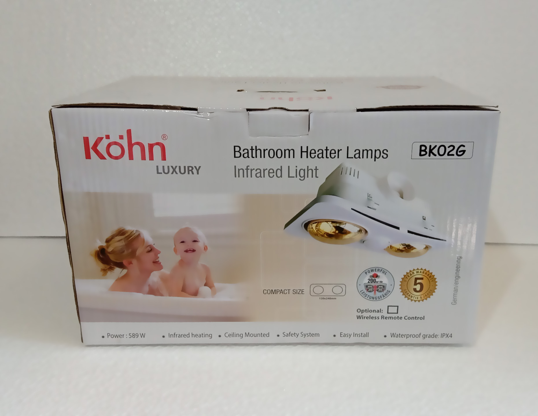 Đèn Sưởi Nhà Tắm 2 Bóng Kohn BK02G 550W - Hàng Chính Hãng