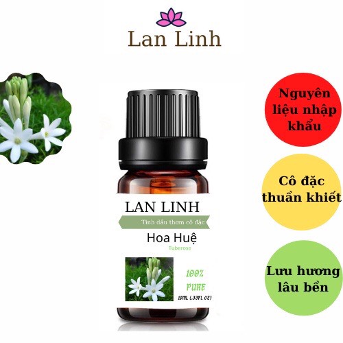 Tinh dầu thiên nhiên nguyên chất thơm lâu hương Hoa Huệ cô đặc Lan Linh, khử mùi, xông thư giãn 10ml