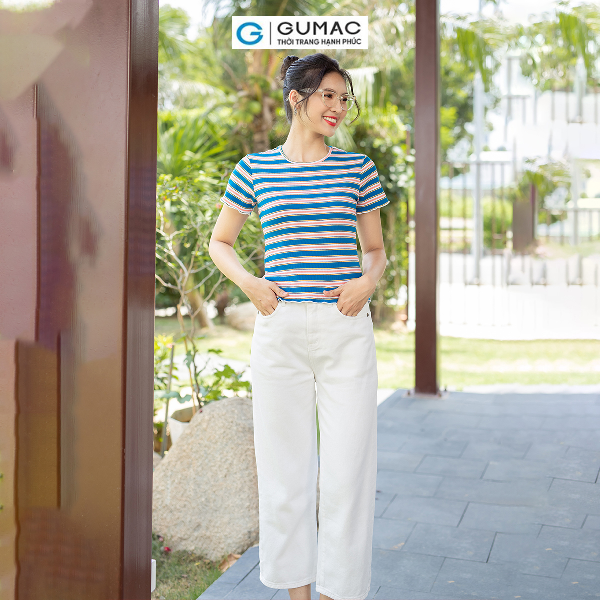 Quần Jeans nữ straight dáng lửng trẻ trung thời trang GUMAC QJD07038