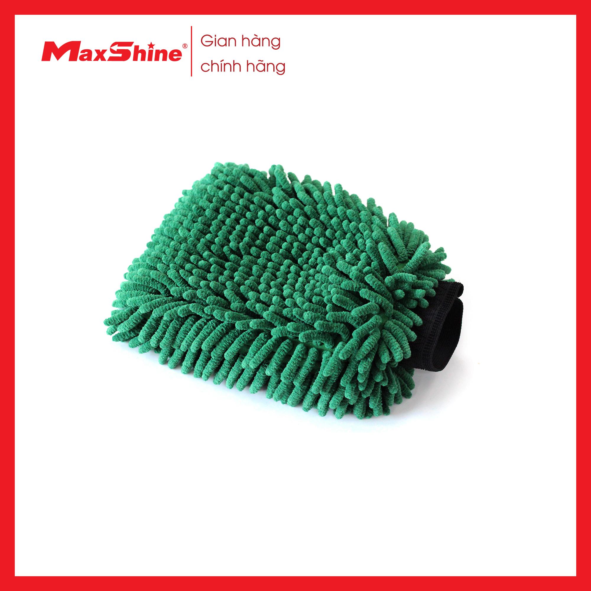 Bao tay rửa xe màu xanh Maxshine 1120003G từ chất liệu Microfiber rất mềm mại, không xù lông và không để lại vết xoáy trên thân xe.