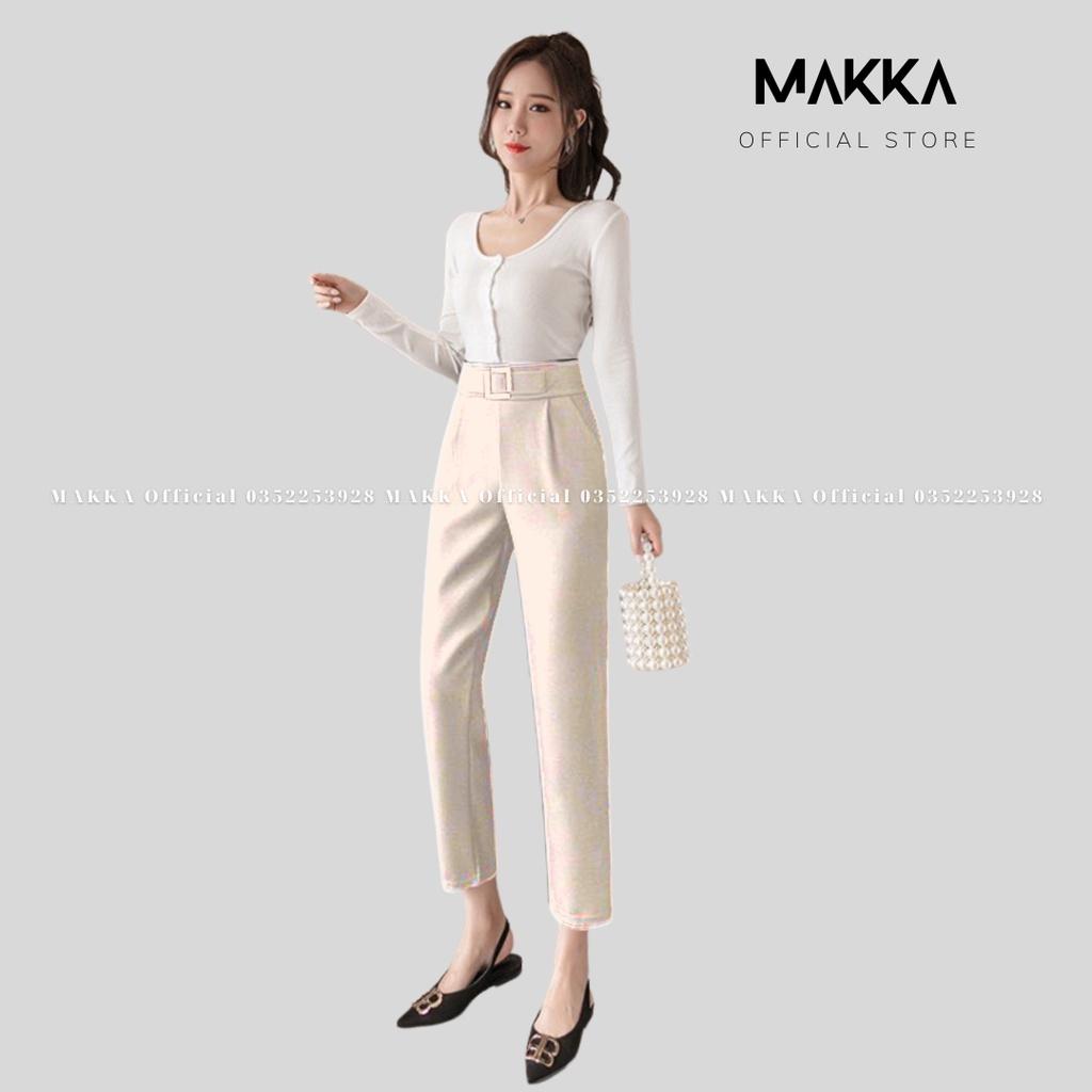 Quần baggy công sở nữ MAKKA baggy đai vuông khóa giọt lệ hông 834