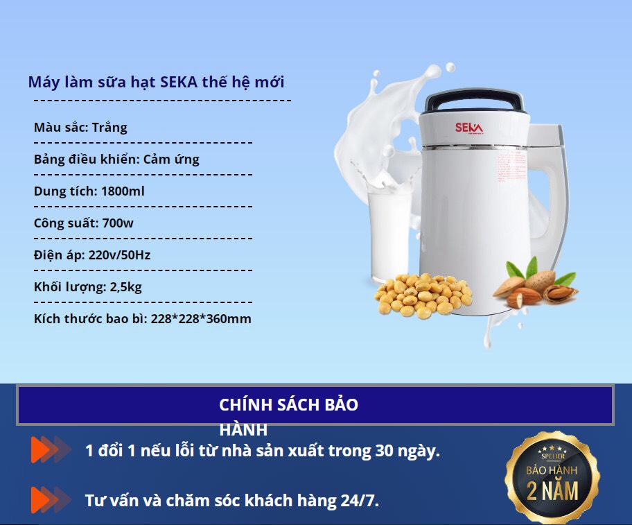 Máy làm sữa đậu nành đa chức năng dung tích 1,8 lít hàng cao cấp