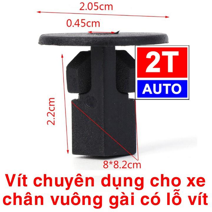 Bộ 10 đinh tán, chốt vít nở vit Nhựa loại chân vuông có lỗ vít chuyên dùng cho xe hơi ô tô:  SKU:331