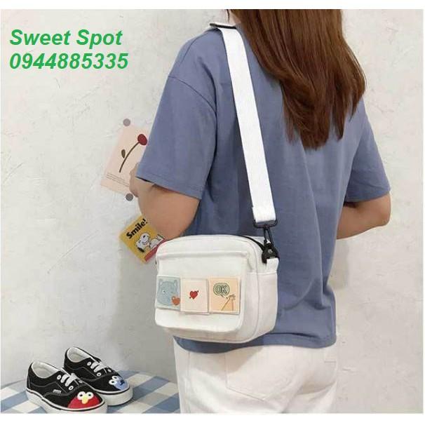Túi thời trang nữ, túi đeo vai, túi đeo chéo kèm miếng dán sticker ngộ nghĩnh