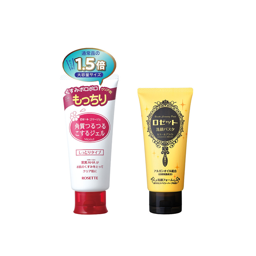 Bộ Sữa Rửa Mặt Sáng Da Rosette Face Wash Pasta Ghassoul Bright 120g và Tẩy Tế Bào Chết Cho Da Khô Rosette Gommage Moist 180g