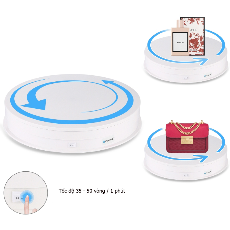 Đế xoay 360 độ hỗ trợ chụp ảnh và quay video sản phẩm size 30cm Puluz 3049 - hàng chính hãng