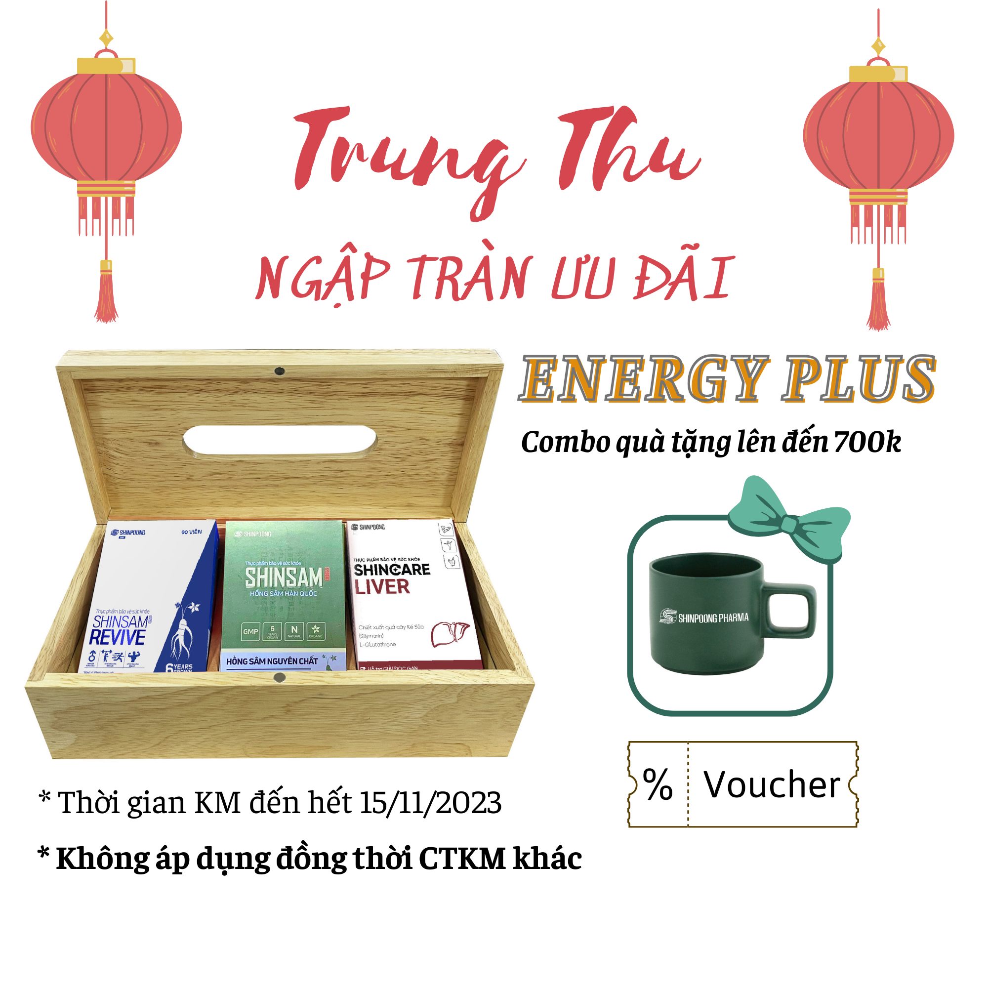 ENERGY PLUS SHINPOONG - Combo Shinsam Premium, Shinsam Revive, Shincare Liver - Tăng cường sức khỏe, sinh lực, hỗ trợ thải độc gan