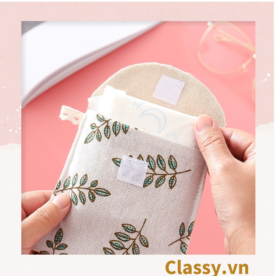 Túi vải cầm tay mini kích cỡ 13CM, nhiều màu nhiều họa tiết đựng phụ kiện PK1288